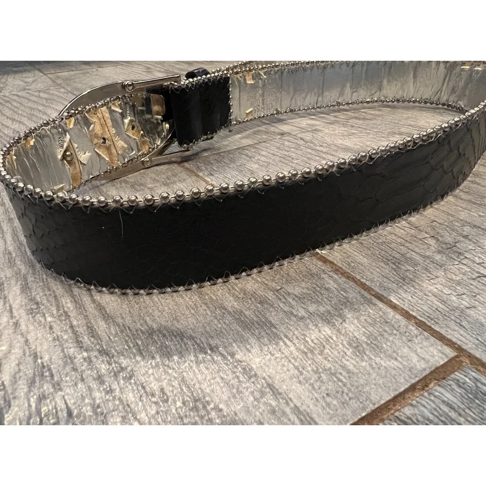 Guess Leather Belt Rhinestone Bling Y2K‎ 90s 80s Studded Buckle Western Black